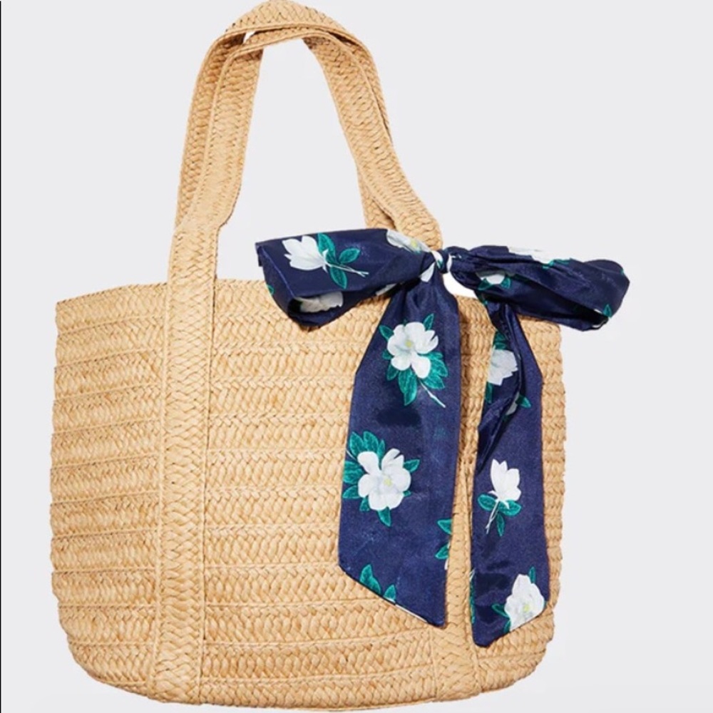 Draper James Straw Bag with Floral Scarf